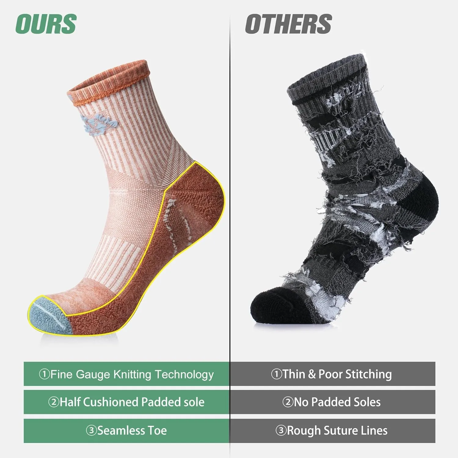 innotree Merino Wool Hiking Socks for Women Crew Socks Thermal Warm Cushion Moisture Wicking Boot Socks,5 Pairs