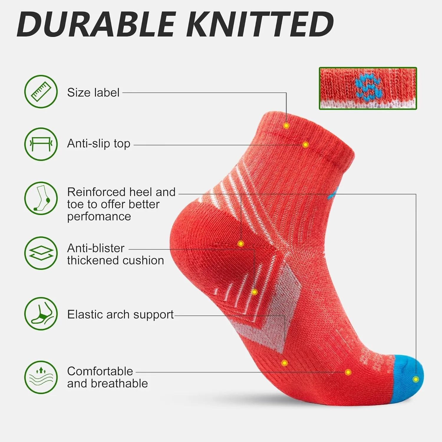 innotree Merino Wool Hiking Socks for Women Quarter Ankle Crew Thermal Cushion Moisture Wicking Socks,5 Pairs