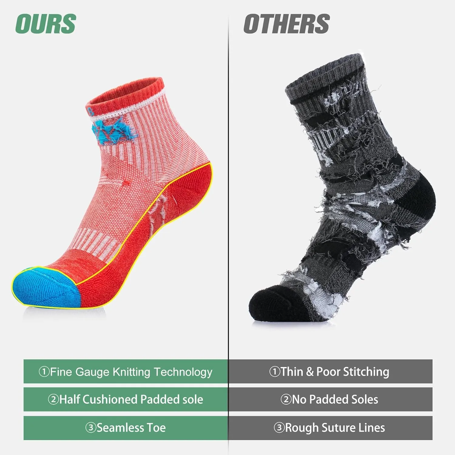 innotree Merino Wool Hiking Socks for Women Quarter Ankle Crew Thermal Cushion Moisture Wicking Socks,5 Pairs