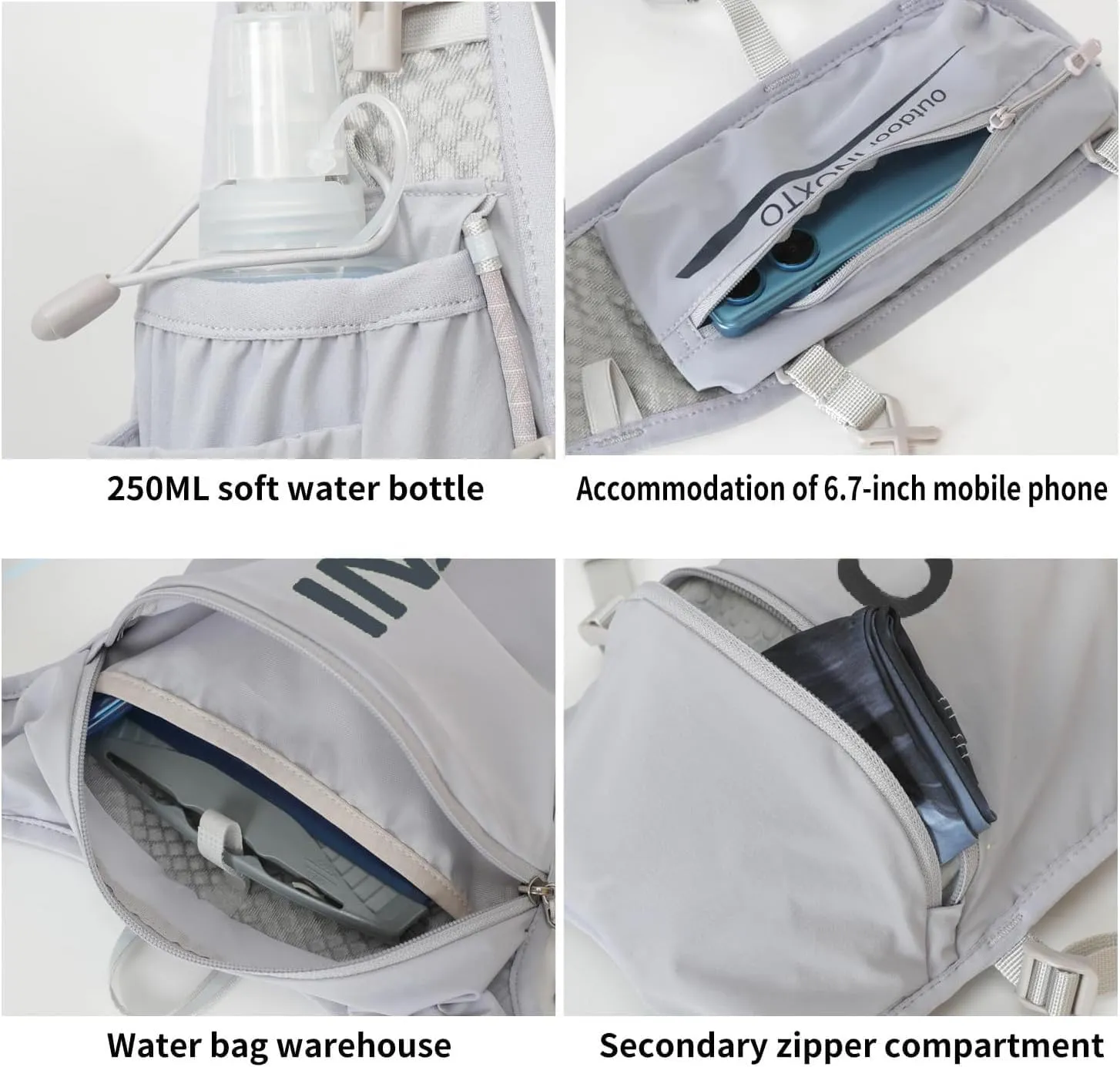 INOXTO Running Hydration Vest Backpack,Lightweight Pack with 1.6L Water Bladder Hydration Backpack Daypack for Hiking Trail Running Cycling Race Marathon for Women Men