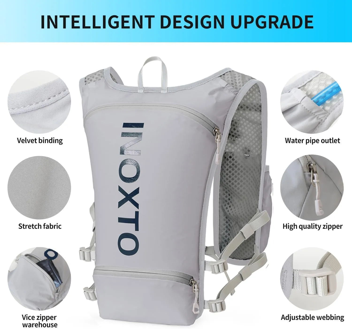 INOXTO Running Hydration Vest Backpack,Lightweight Pack with 1.6L Water Bladder Hydration Backpack Daypack for Hiking Trail Running Cycling Race Marathon for Women Men