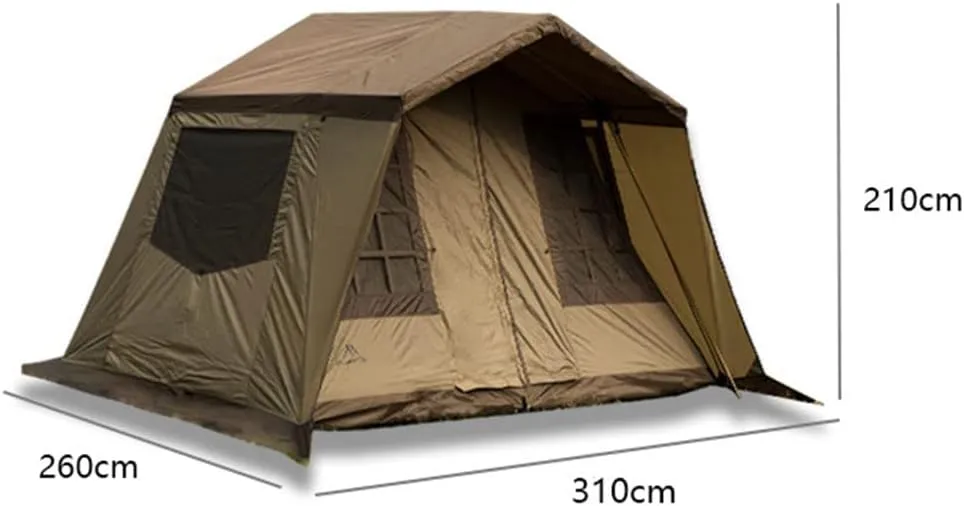 Instant Cabin Tent 3-4 Person Camping Tent - Family Waterproof Backpack Tents with Top Rainfly, Easy Set Up with Carry Bag for 4 Season Hiking Glamping Beach Outdoor, 310X260X210CM, Khaki