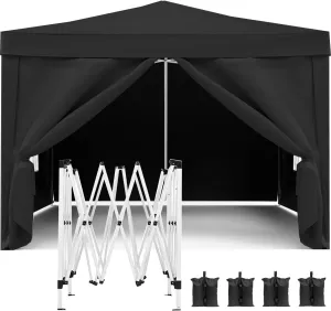 Instant Outdoor Shelter Canopy Tent with Removable Sidewalls, Portable and Waterproof, 10' x 8.5', Black