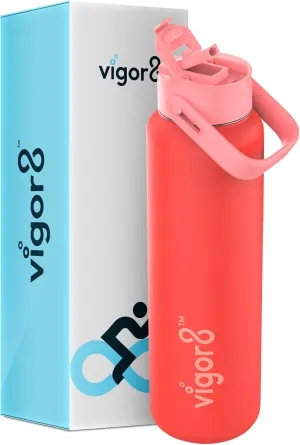 Insulated Stainless Steel Drink bottle with Straw and Wide Mouth | 2-in-1 Multi-function Lid | Thermal Water Flask with Double Wall Insulation | Travel, Camping & Hiking Water Bottle | 24oz