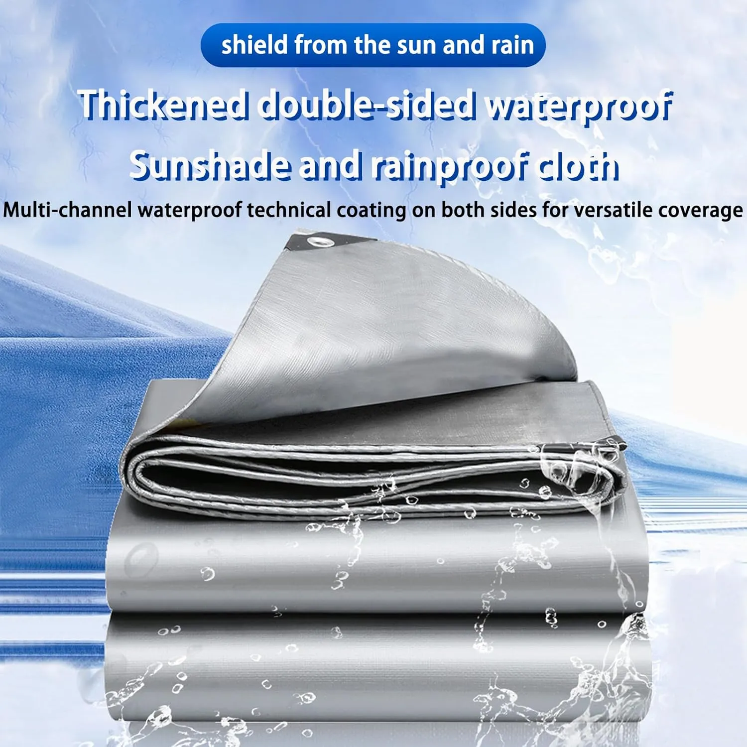 Insulated Tarp Car Tarp Waterproof Tarps for Outdoors Plastic Tarps Heavy Duty Waterproof Car Tarp Waterproof All Weather Silver 6 * 6M/19.68 * 19.68FT