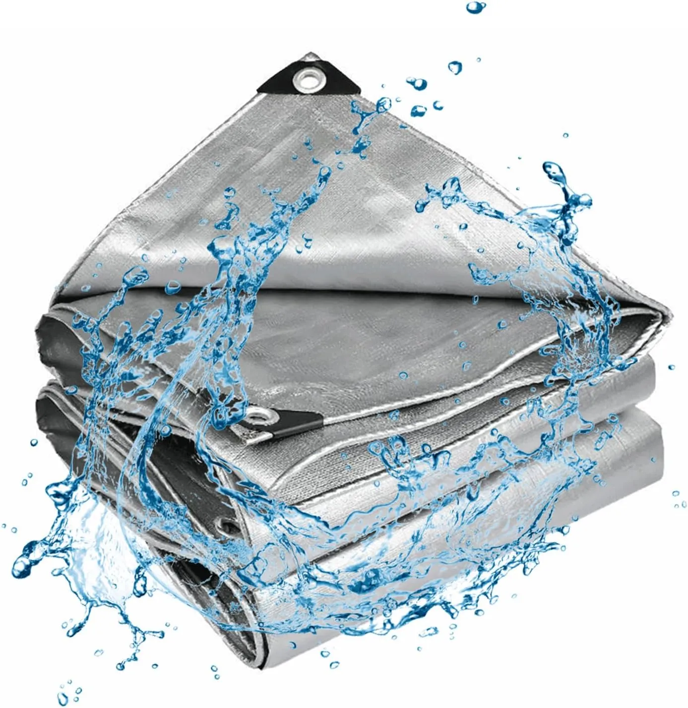 Insulated Tarp Car Tarp Waterproof Tarps for Outdoors Plastic Tarps Heavy Duty Waterproof Car Tarp Waterproof All Weather Silver 6 * 6M/19.68 * 19.68FT