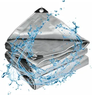 Insulated Tarp Car Tarp Waterproof Tarps for Outdoors Plastic Tarps Heavy Duty Waterproof Car Tarp Waterproof All Weather Silver 6 * 6M/19.68 * 19.68FT