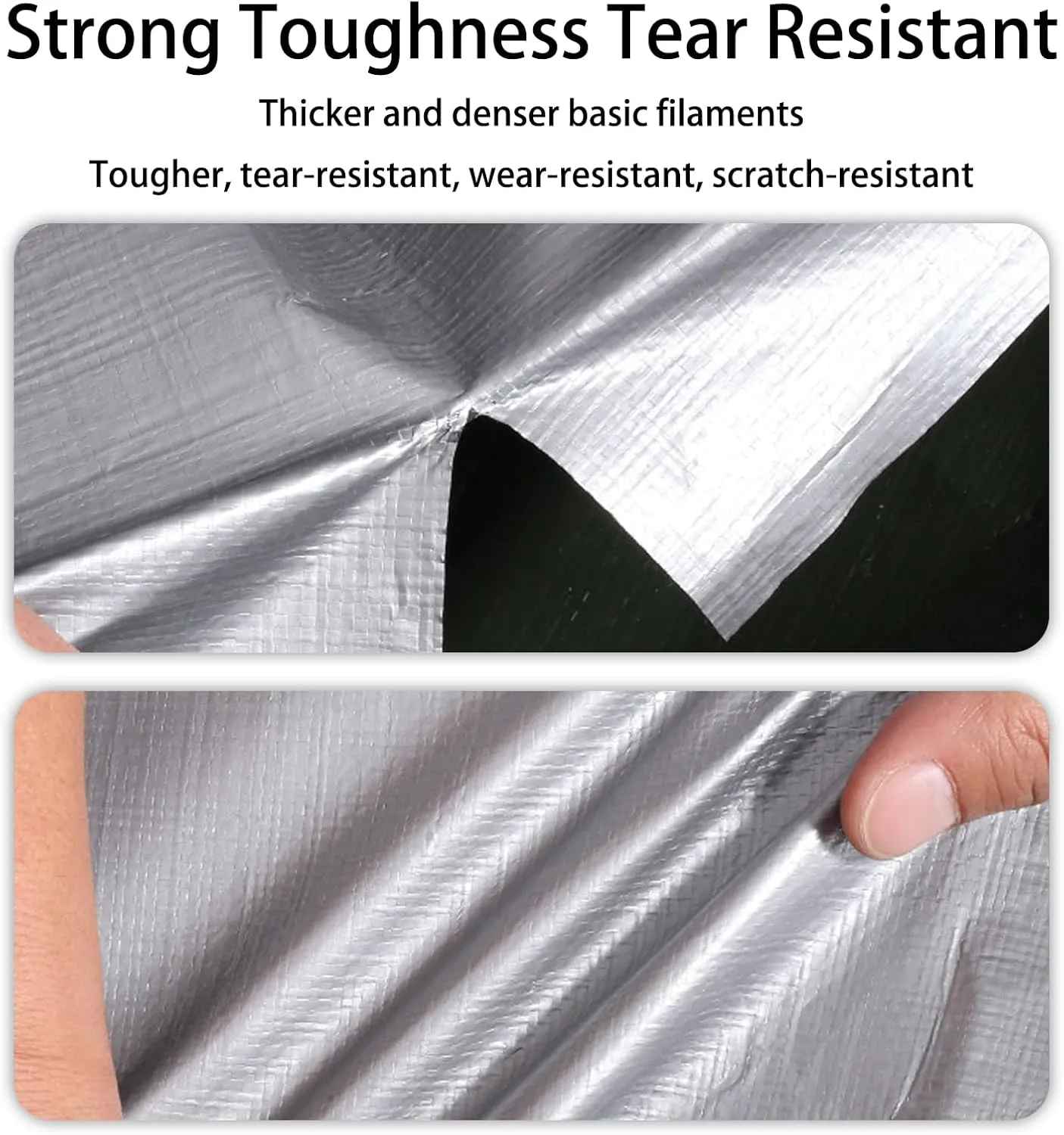 Insulated Tarp Car Tarp Waterproof Tarps for Outdoors Plastic Tarps Heavy Duty Waterproof Car Tarp Waterproof All Weather Silver 6 * 6M/19.68 * 19.68FT