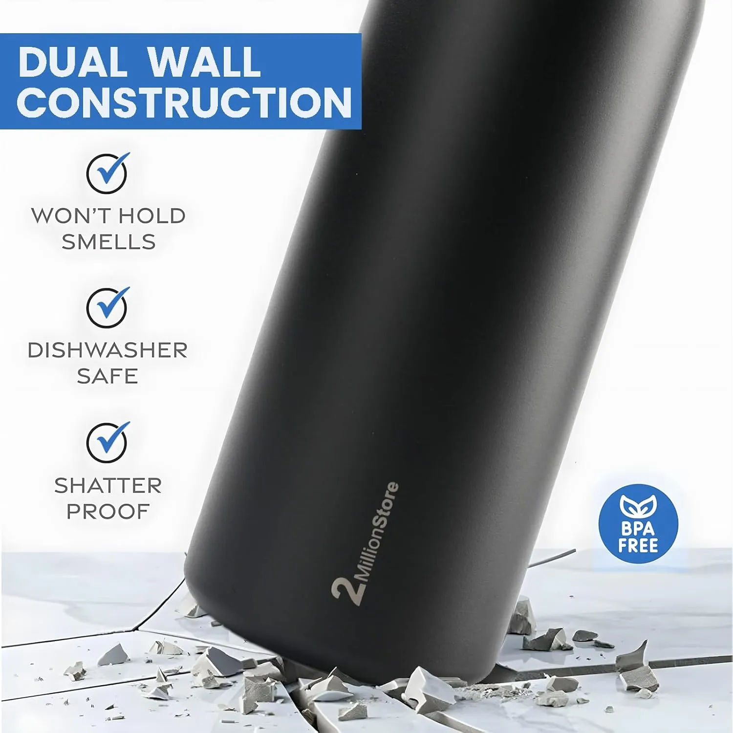 Insulated Water Bottle – Stainless Steel, Leakproof, 24H Cold & 12H Hot, Straw & Spout Lid, BPA-Free, Travel, Gym, Hiking, Sports Flask (Red, 24 Oz / 706ml)