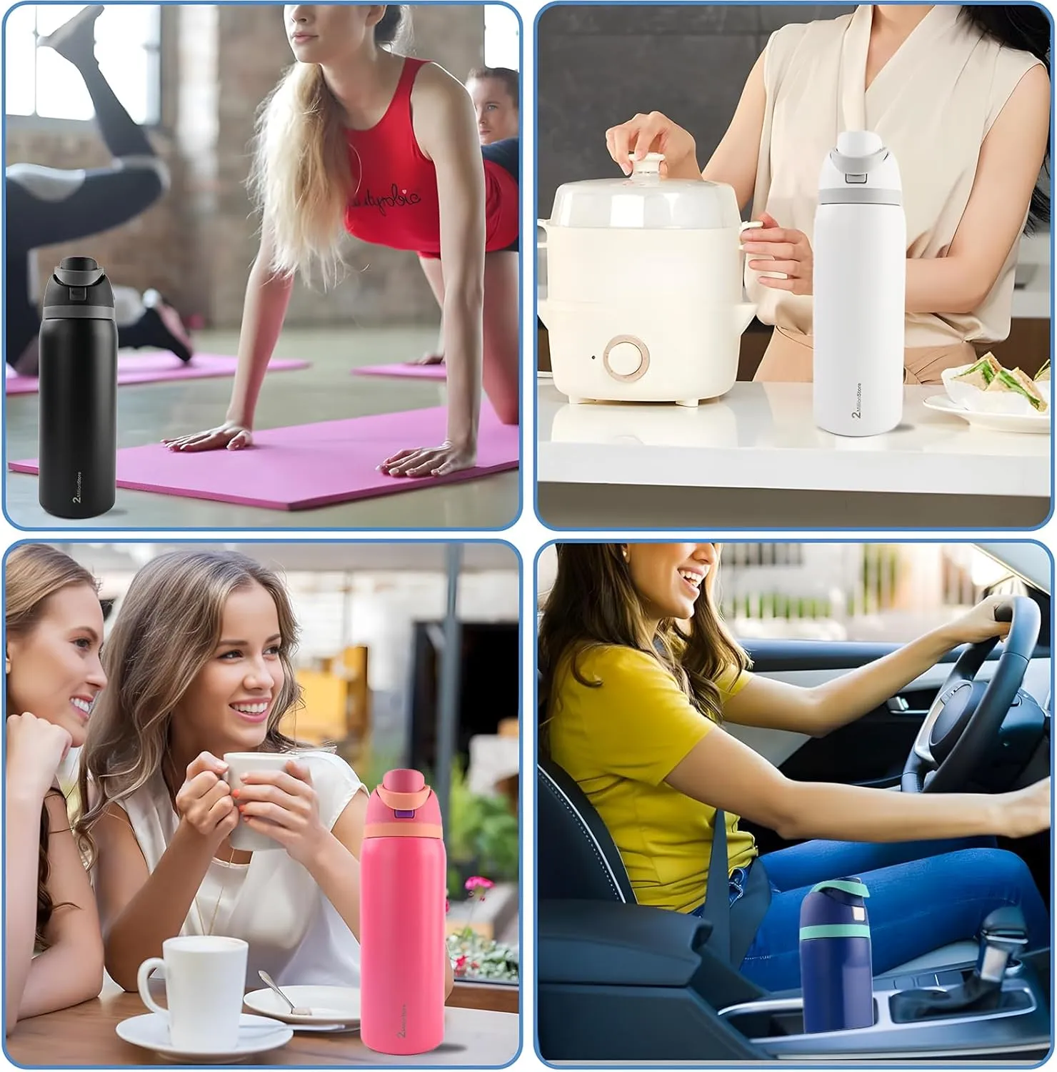 Insulated Water Bottle – Stainless Steel, Leakproof, 24H Cold & 12H Hot, Straw & Spout Lid, BPA-Free, Travel, Gym, Hiking, Sports Flask (Red, 24 Oz / 706ml)