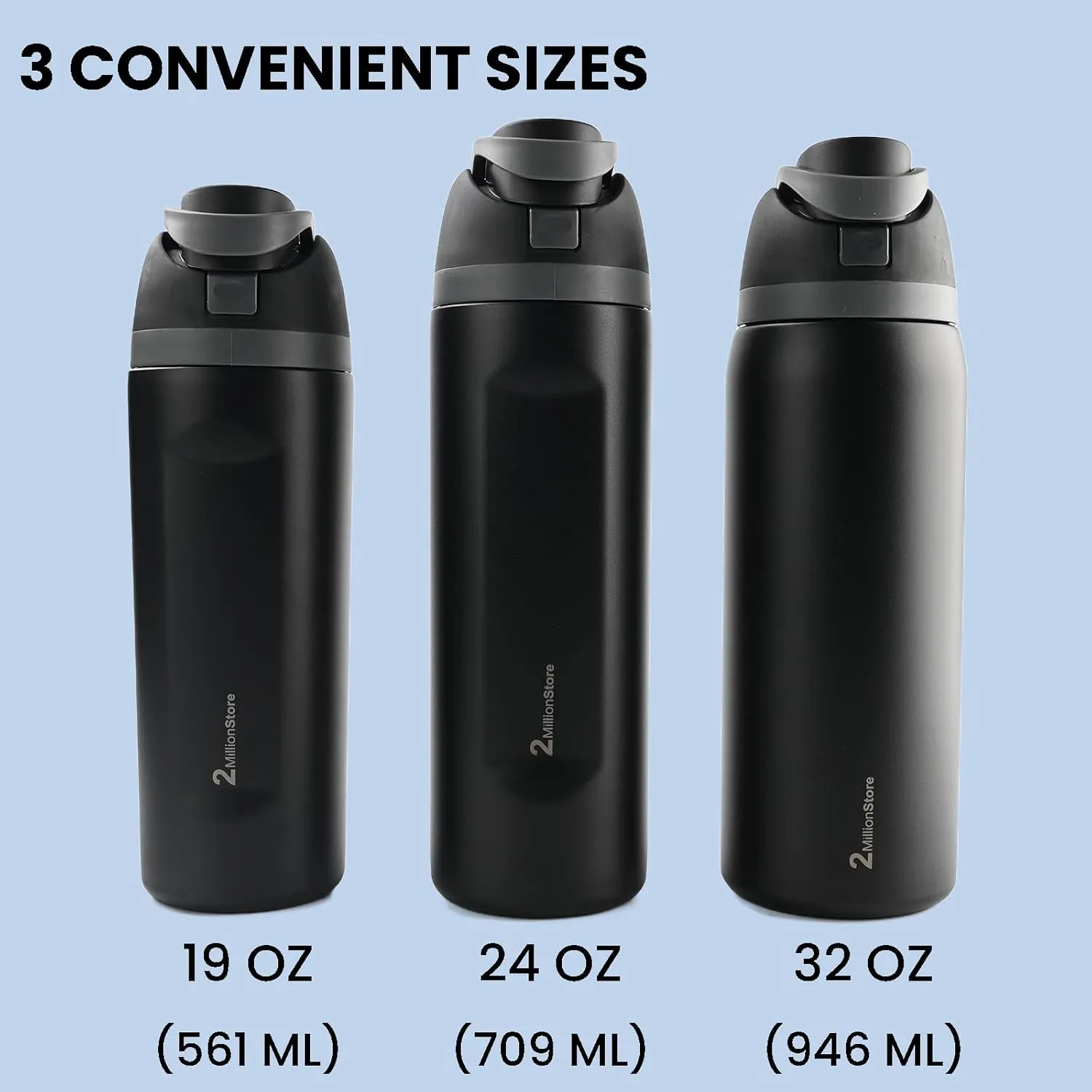 Insulated Water Bottle – Stainless Steel, Leakproof, 24H Cold & 12H Hot, Straw & Spout Lid, BPA-Free, Travel, Gym, Hiking, Sports Flask (Red, 24 Oz / 706ml)