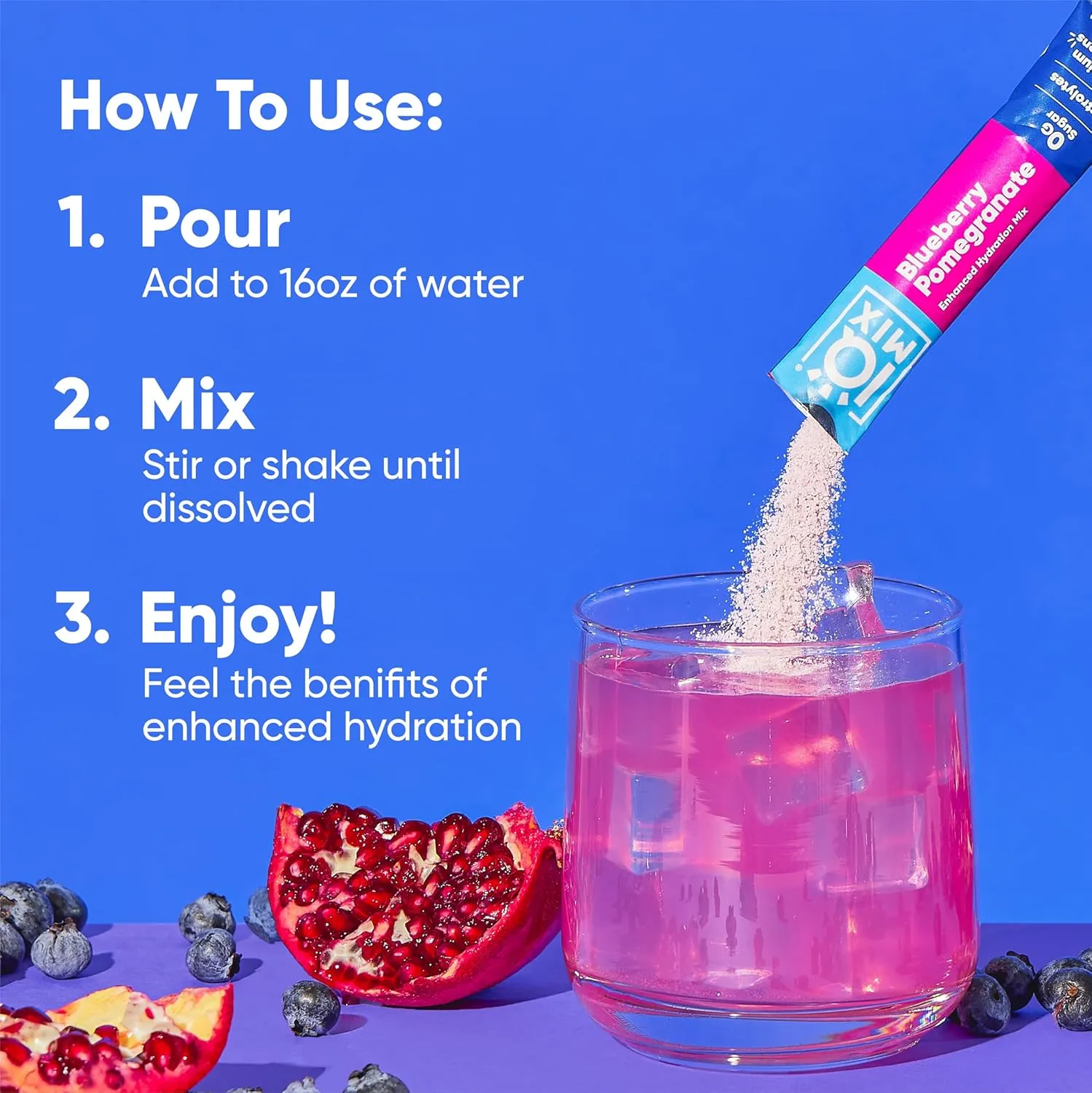 IQMIX Hydration Electrolyte Powder – 4-in-1 Formula for Hydration, Mental Clarity, Mood and Recovery – Sugar-Free Drink Mix, Keto, Magnesium L-Threonate, Lion’s Mane – 40 Count Blueberry Pomegranate