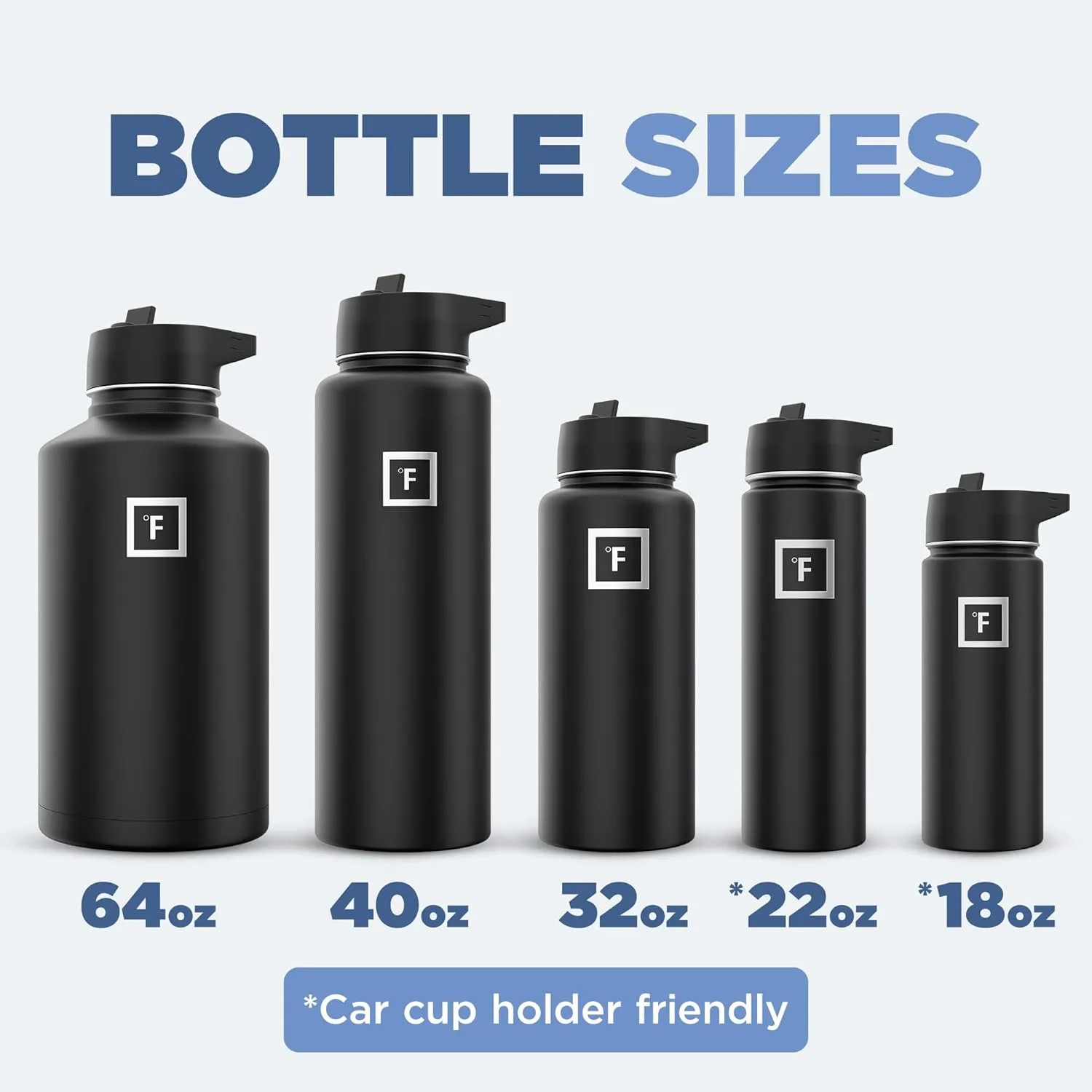 IRON °FLASK Camping & Hiking Hydration Flask with 3 Lids - Stainless Steel, Double Walled & Vacuum Insulated Water Bottle - Leak Proof & BPA Free (Black Speckle, Straw - 22 oz)