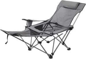 IRYZE Outdoor Chair Folding Camping Chair Folding Recliner Chair Camping Folding Chair Beach Sun Patio Chaise Lounge Chair Pool Lawn Lounger Camping Chair Foldable Chair (Color : Grey)