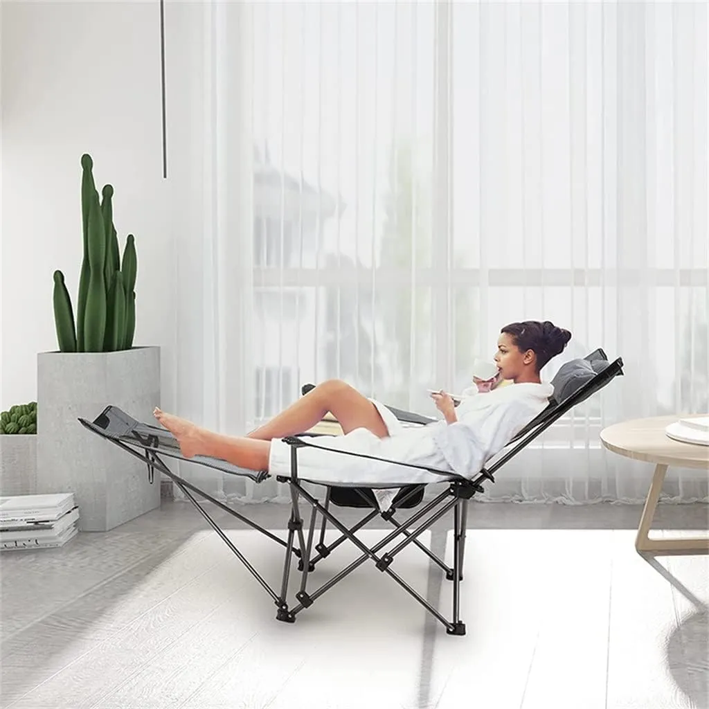 IRYZE Outdoor Chair Folding Camping Chair Folding Recliner Chair Camping Folding Chair Beach Sun Patio Chaise Lounge Chair Pool Lawn Lounger Camping Chair Foldable Chair (Color : Grey)