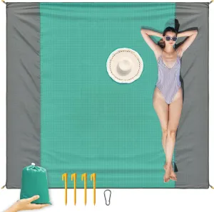 ISOPHO Beach Blanket,Picnic Blankets Waterproof Sandproof for 4-7 Adults, Oversized Lightweight Beach Mat, Portable Picnic Mat, Sand Proof Mat for Travel,Camping, Hiking, Packable w/Bag