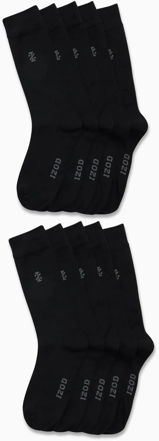 IZOD Men’s Dress Socks - Lightweight Comfort Crew Sock (10 Pack)