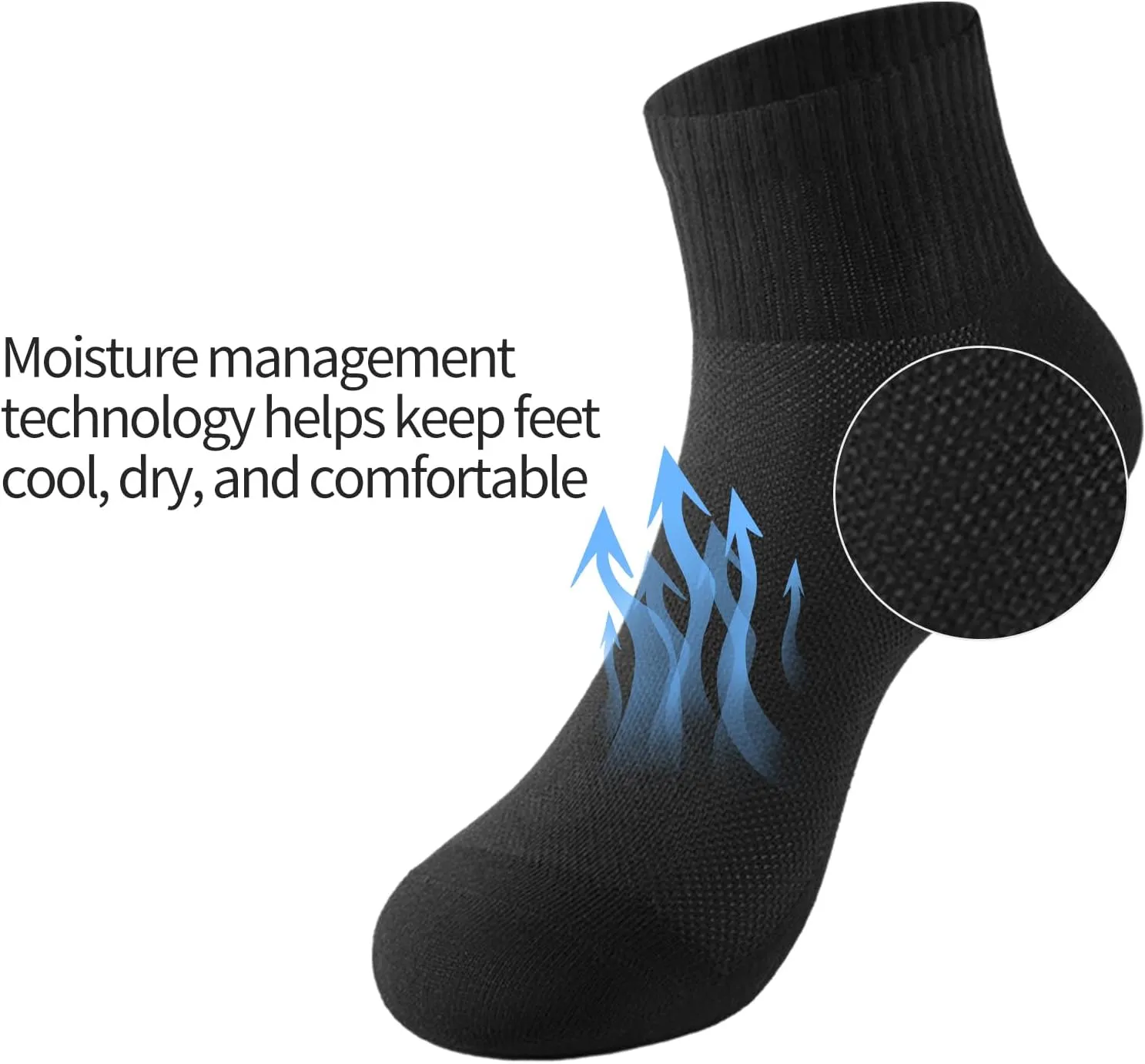 J-BOX Cotton Athletic Quarter Ankle Socks 8/10 Pack - Breathable Cushioned for Running, Gym & Daily Wear