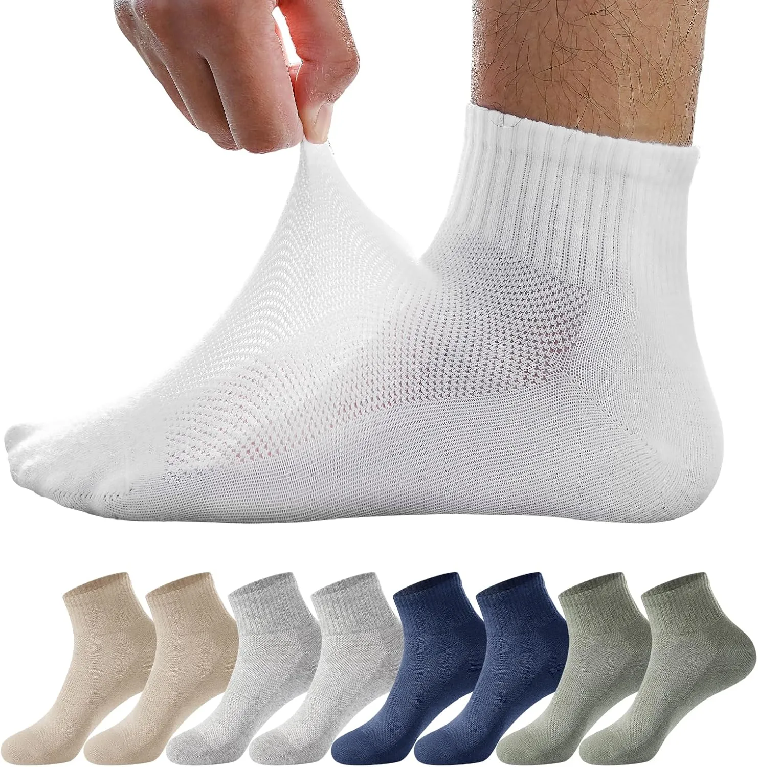 J-BOX Cotton Athletic Quarter Ankle Socks 8/10 Pack - Breathable Cushioned for Running, Gym & Daily Wear