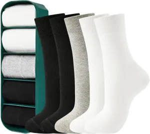J-BOX Crew Socks for Women Casual Cotton Socks Soft Breathable Dress Socks 10 Pairs