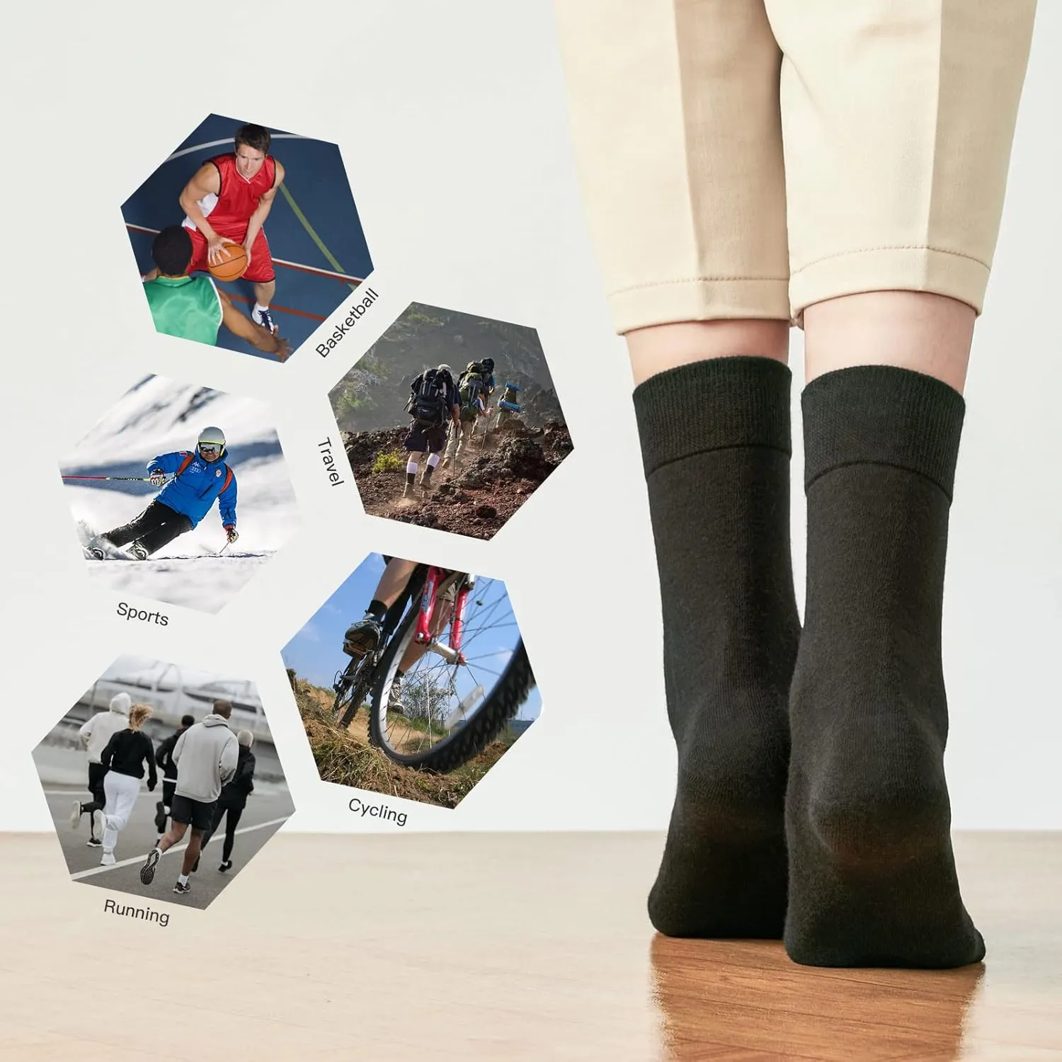 J-BOX Crew Socks for Women Casual Cotton Socks Soft Breathable Dress Socks 10 Pairs