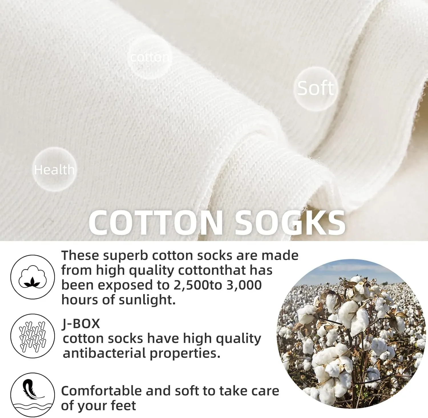 J-BOX Crew Socks for Women Casual Cotton Socks Soft Breathable Dress Socks 10 Pairs
