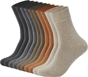 J-BOX Mens Cotton Crew Socks, Breathable Dress Socks, Casual Lightweight Comfortable (8/10 pairs)
