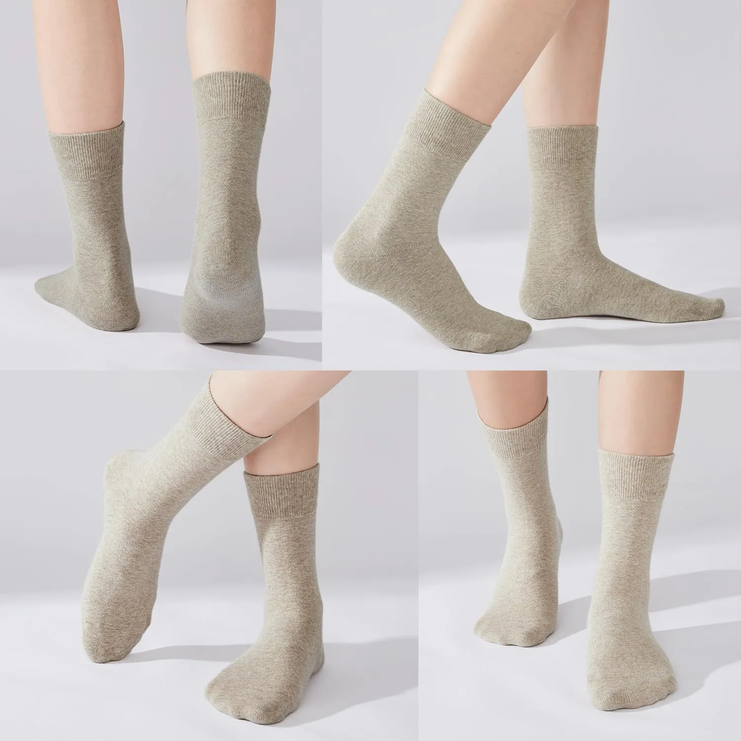 J-BOX Mens Cotton Crew Socks, Breathable Dress Socks, Casual Lightweight Comfortable (8/10 pairs)