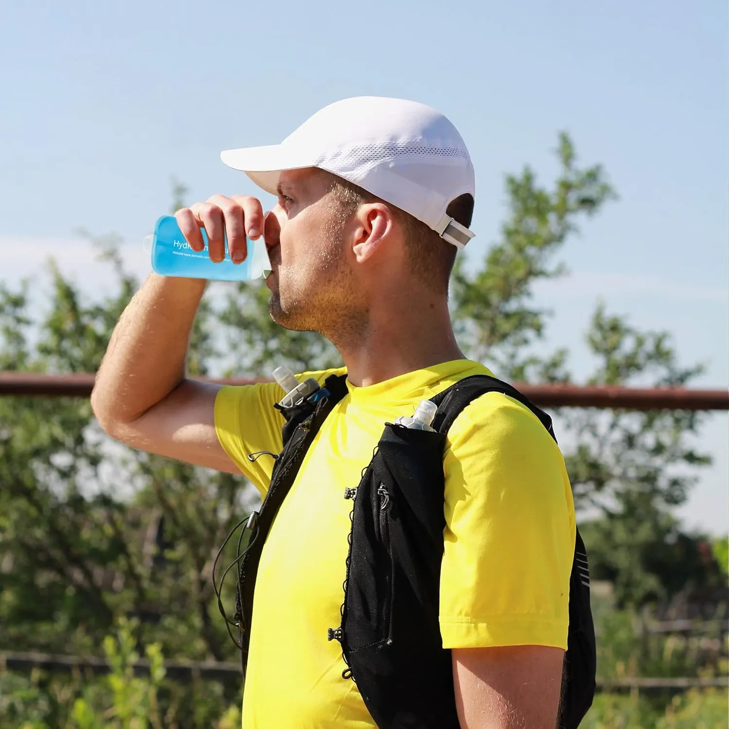 J.CARP 2Pcs 500ml Soft Flask Running Water Bottles, TPU Foldable Running Hydration Flask for Hydration Pack Cycling Hiking Climbing Outdoors Motorbike