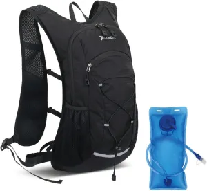 JEELAD Hydration Backpack 18L Hiking Backpack with 2L Water Bladder for Hiking Trail Running Cycling Marathon (C-Black(18L)-with 2L EVA Water Bladder, One Size)