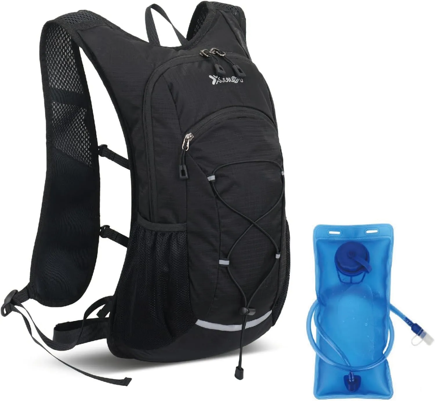 JEELAD Hydration Backpack 18L Hiking Backpack with 2L Water Bladder for Hiking Trail Running Cycling Marathon (C-Black(18L)-with 2L EVA Water Bladder, One Size)