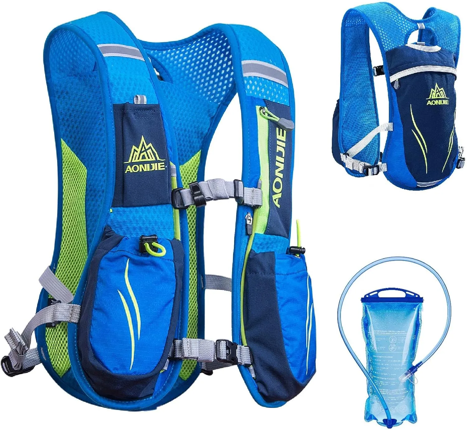 JEELAD Running Hydration Vest Trail Running Backpack BPA-Free Leak-Proof Running Water Bottles for Marathon Biking Hiking Cycling Outdoor
