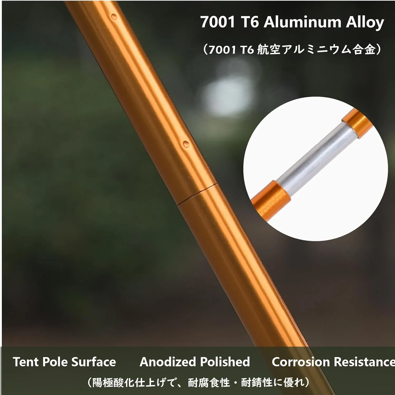 JEELAD Tent Pole Aluminium Rod Replacement Tent Pole Supporting Rod Awning Poles Kit for Outdoor Camping Hiking (10.92 ft, A - Gold)