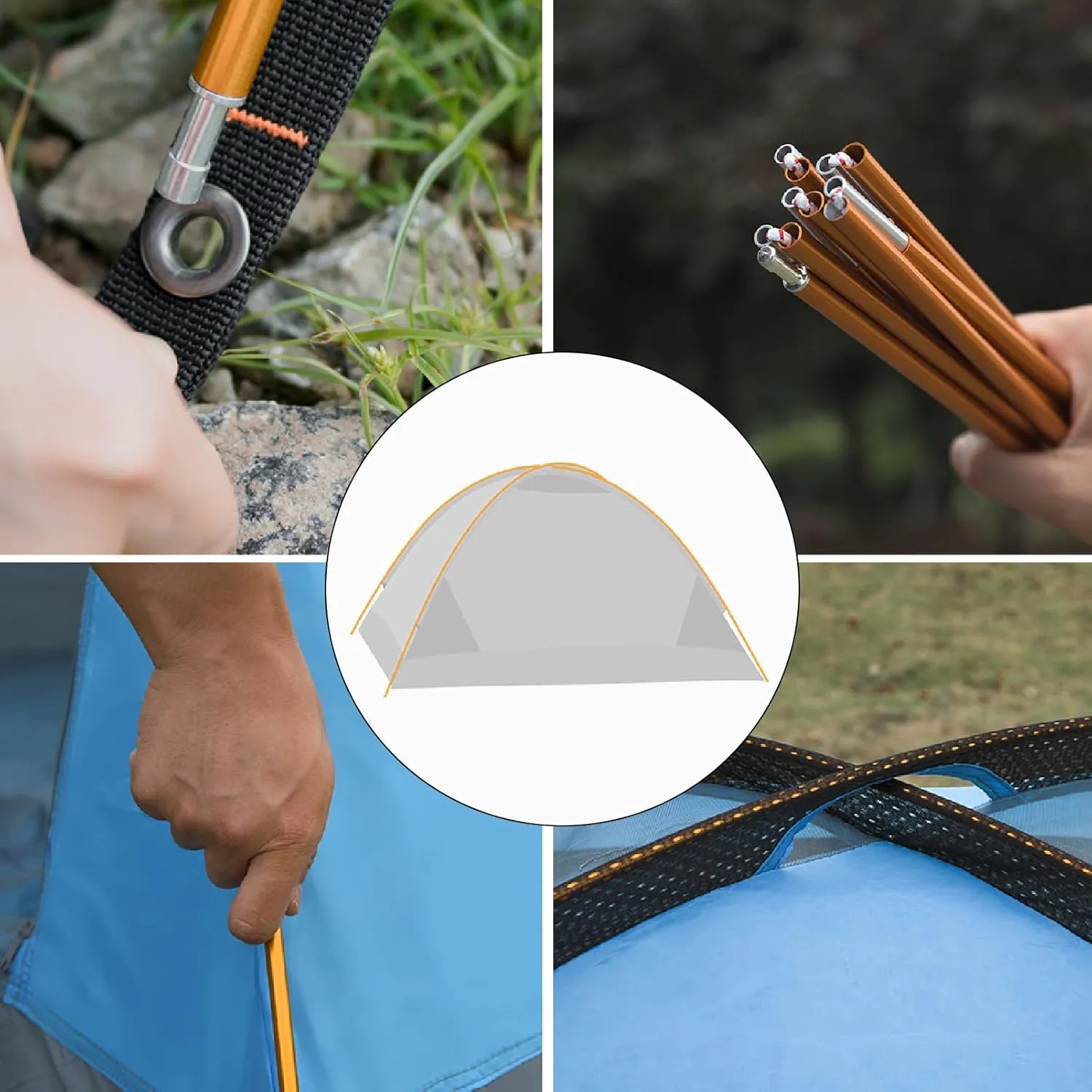 JEELAD Tent Pole Aluminium Rod Replacement Tent Pole Supporting Rod Awning Poles Kit for Outdoor Camping Hiking (10.92 ft, A - Gold)