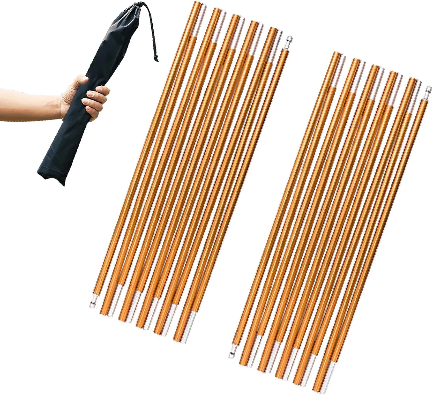 JEELAD Tent Pole Aluminium Rod Replacement Tent Pole Supporting Rod Awning Poles Kit for Outdoor Camping Hiking (10.92 ft, A - Gold)