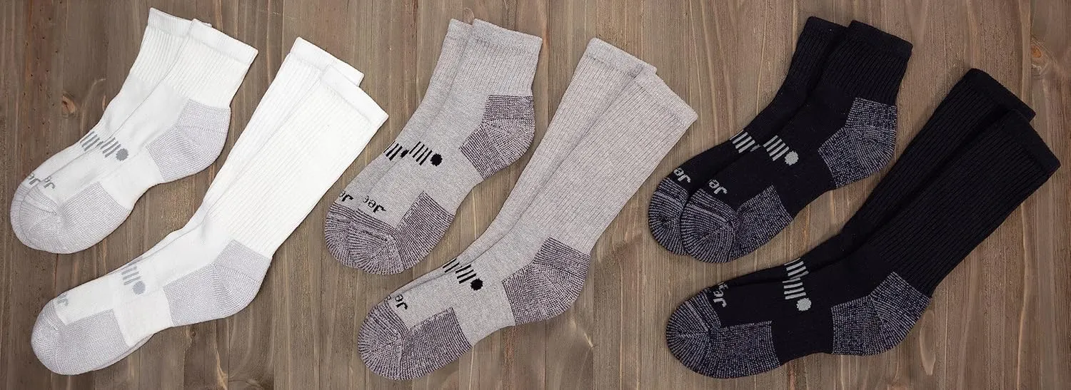 Jeep Men's Classic Cotton Socks - 3 Pair Pack - Moisture Wicking and Cushioned Comfort