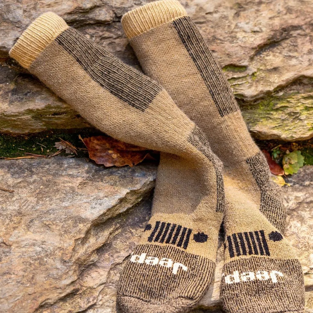 Jeep Men's Performance Wool Hiking Crew Socks-2 Pair Pack-Heavyweight Cushioned Comfort