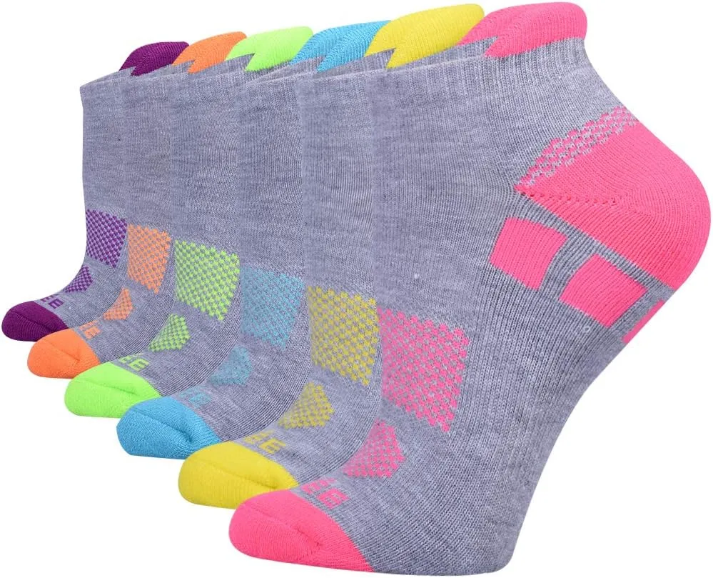 JOYNÉE 6 Pairs Women's Ankle Athletic Running Socks Performance Cushioned Low Cut Sports Socks with Heel Tab