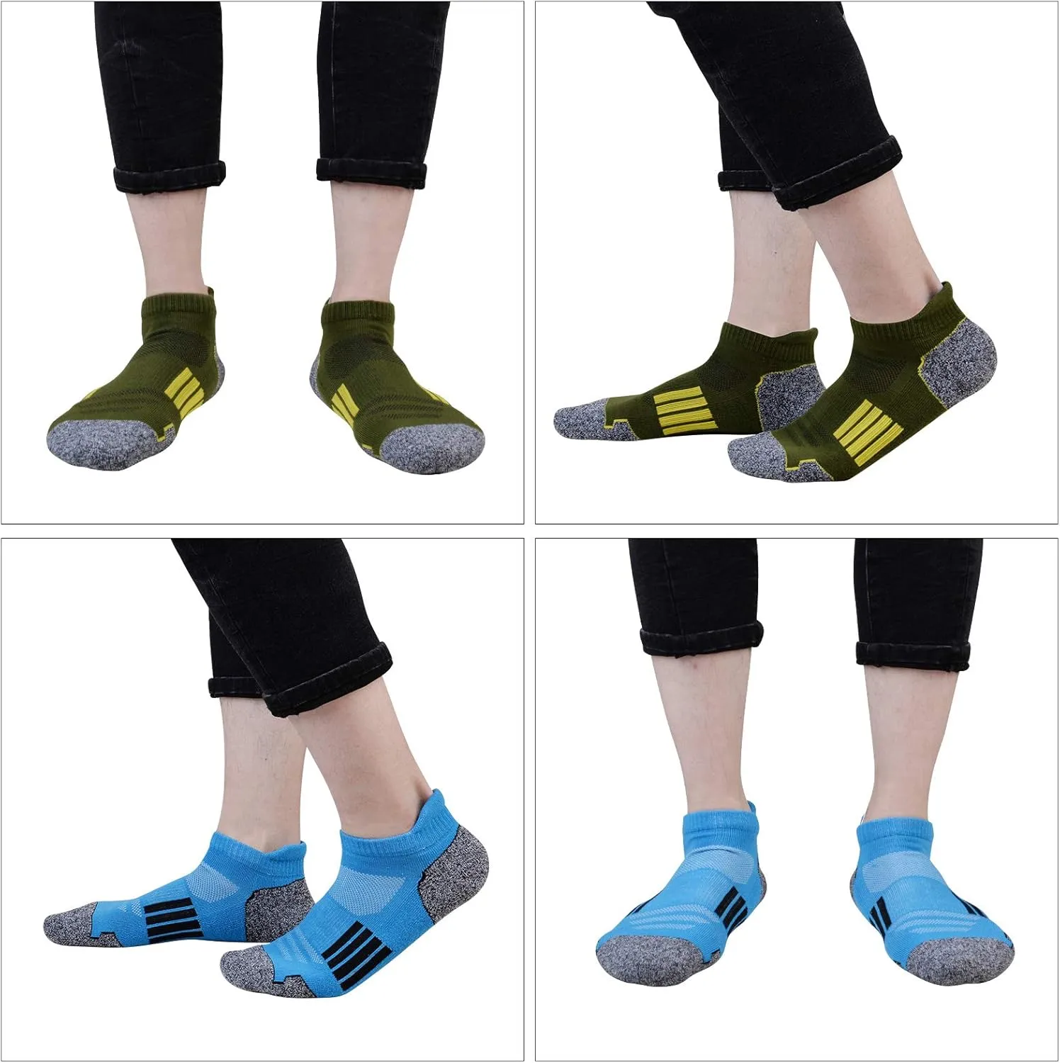 JOYNÉE Mens Ankle Athletic Low Cut Socks Running Sports Cushioned Sock for Men 6 Pack
