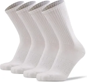 JSPA 4 Pack Men's Merino Wool Hiking Sport Socks Women's Crew Warm Thick Cushioned Outdoor Athletic Socks for Walking Running