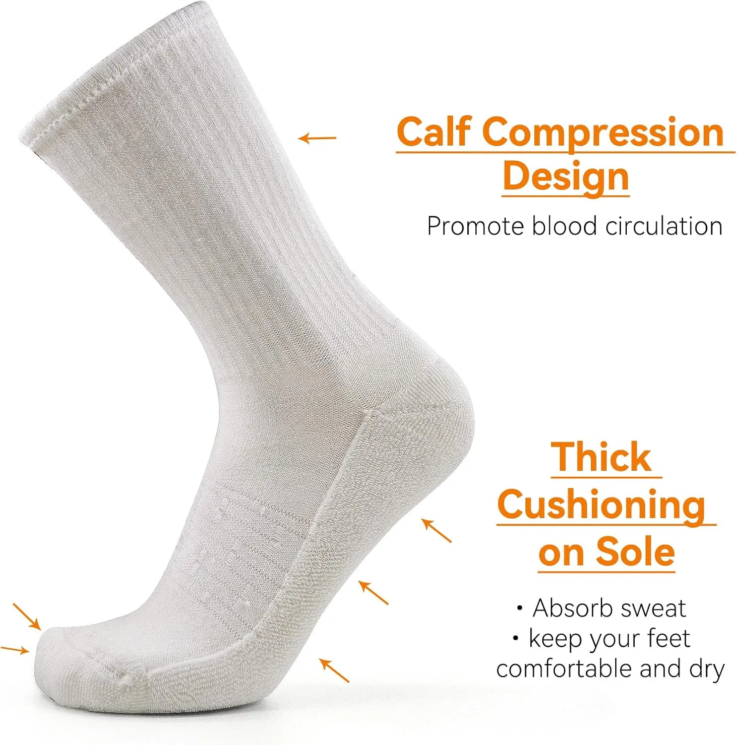 JSPA 4 Pack Men's Merino Wool Hiking Sport Socks Women's Crew Warm Thick Cushioned Outdoor Athletic Socks for Walking Running