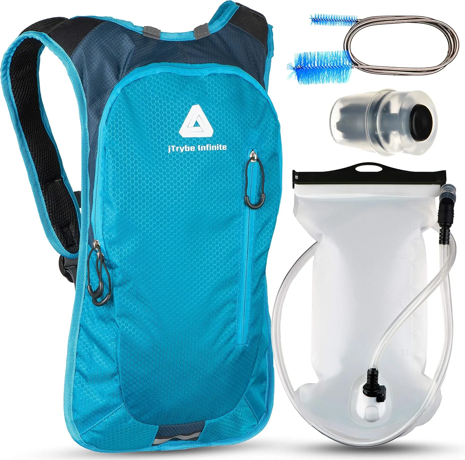 JTRYBE Hydration Pack for Running, Biking with 2L Bladder. Awesome Water Backpack for Hiking. Bonus Bite Valve and Brush. Great Running Hydration Pack for Women & Men. Kids Water Backpack