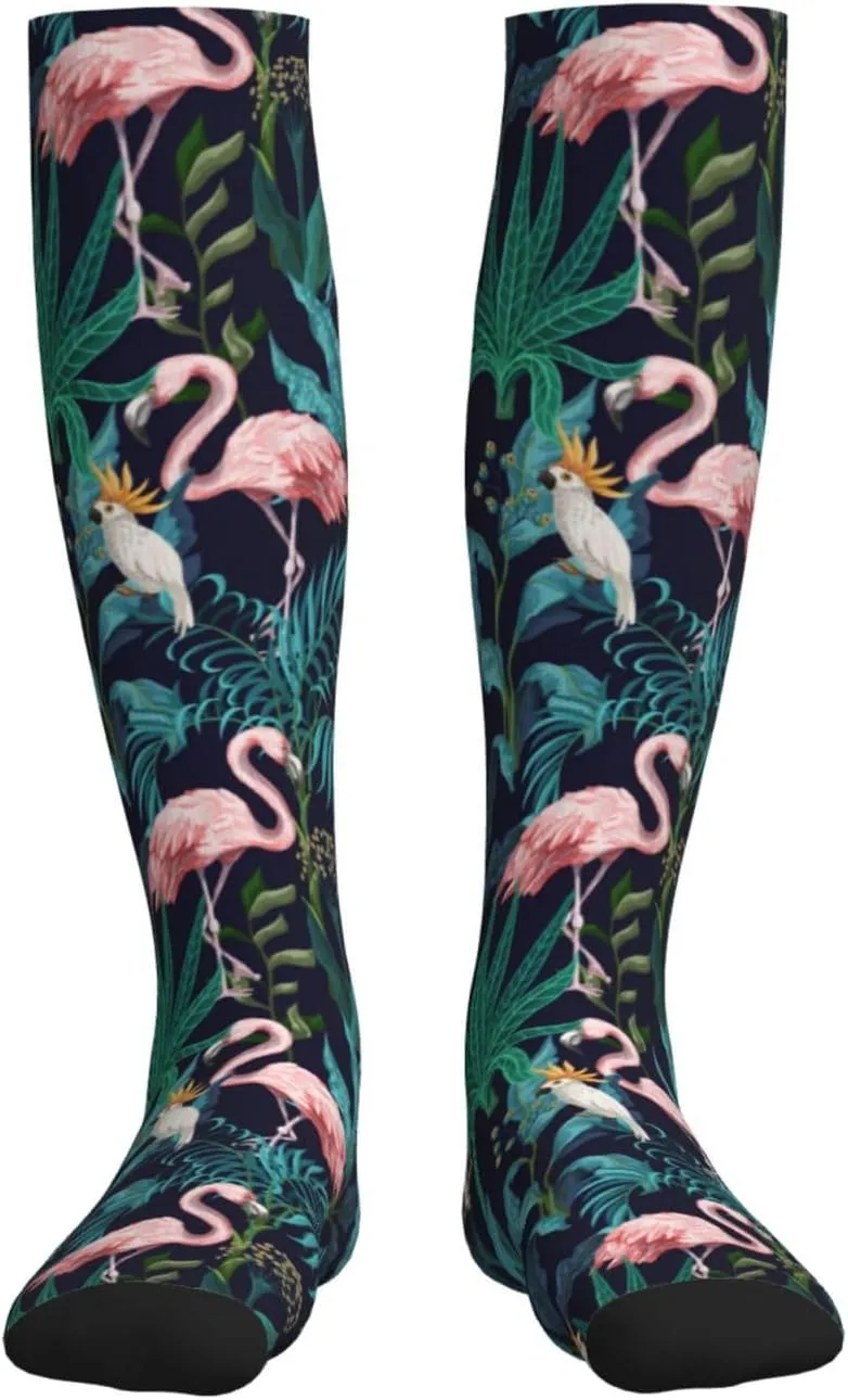 Jungle Trees Flamingo 15-20 Mmhg Compression Socks Support For Circulation