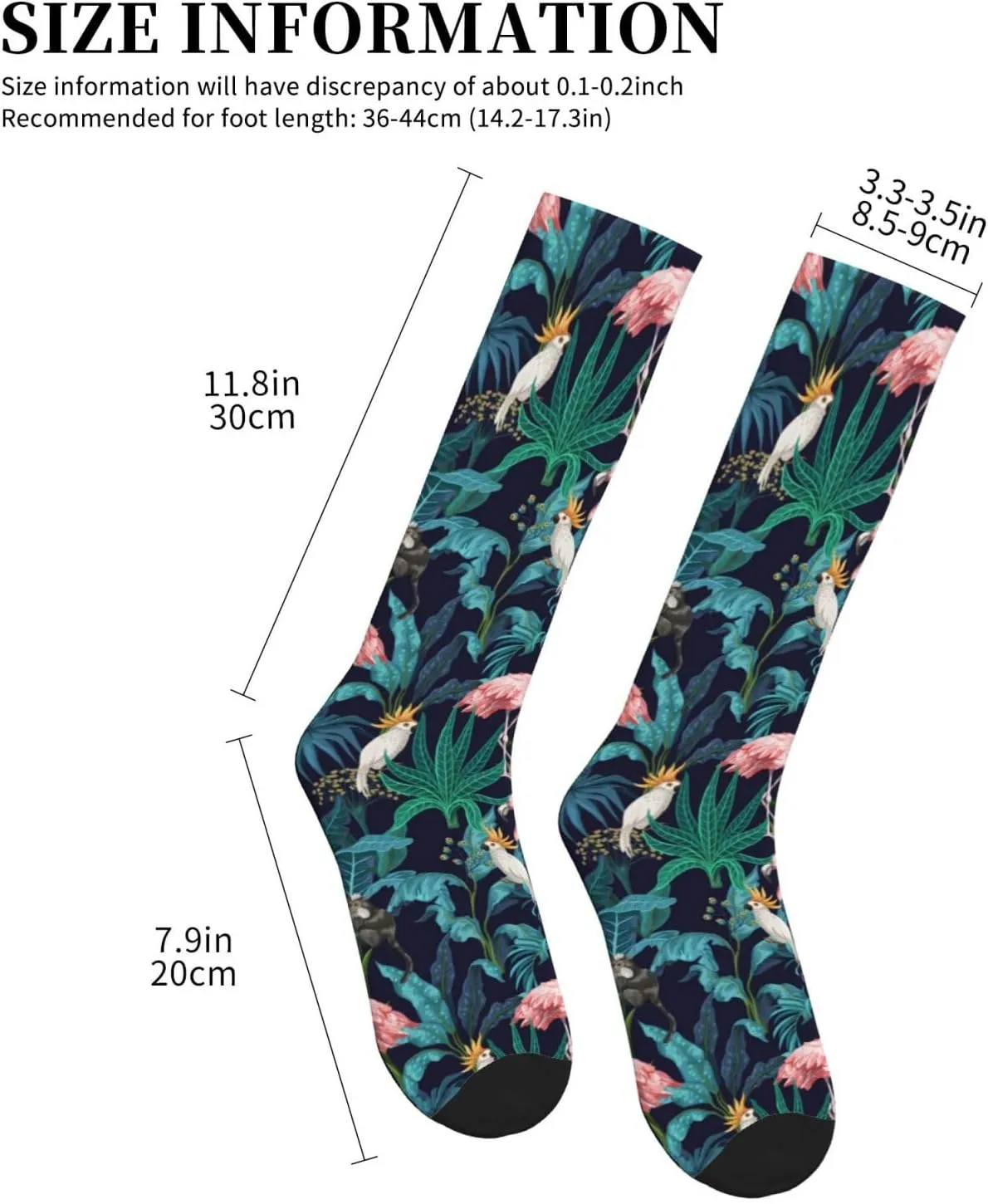 Jungle Trees Flamingo 15-20 Mmhg Compression Socks Support For Circulation