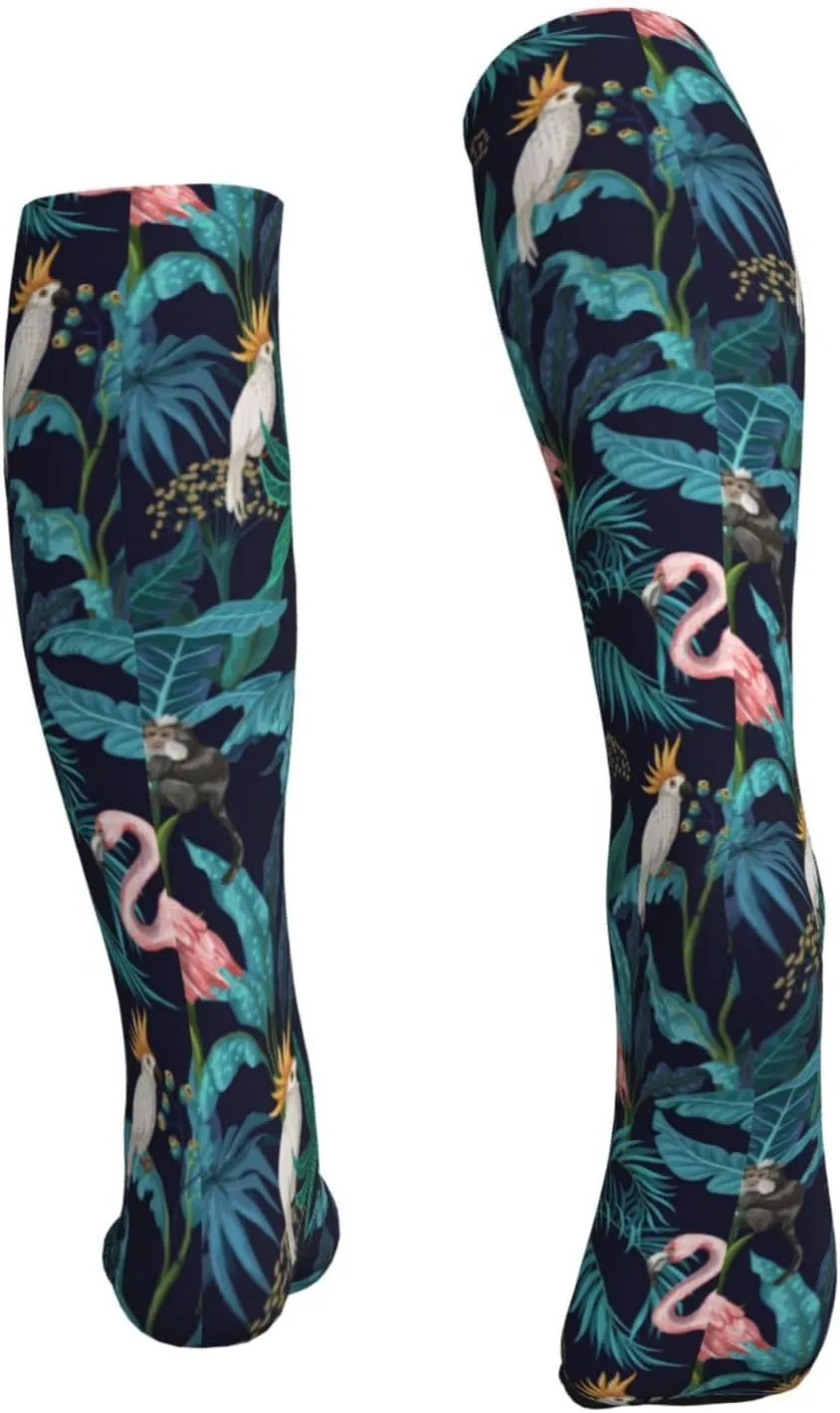 Jungle Trees Flamingo 15-20 Mmhg Compression Socks Support For Circulation