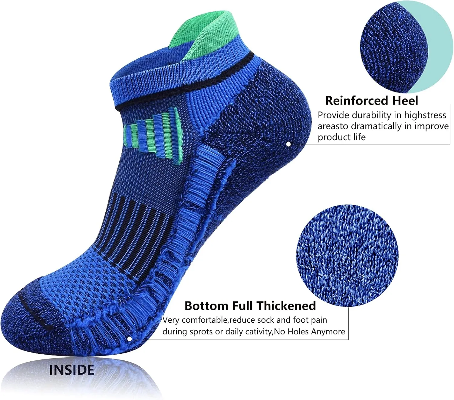 J.WMEET Mens Low Cut Ankle Athletic Socks Cotton Mesh Cushioned Running Ventilation Sports Tab Socks 6Pack