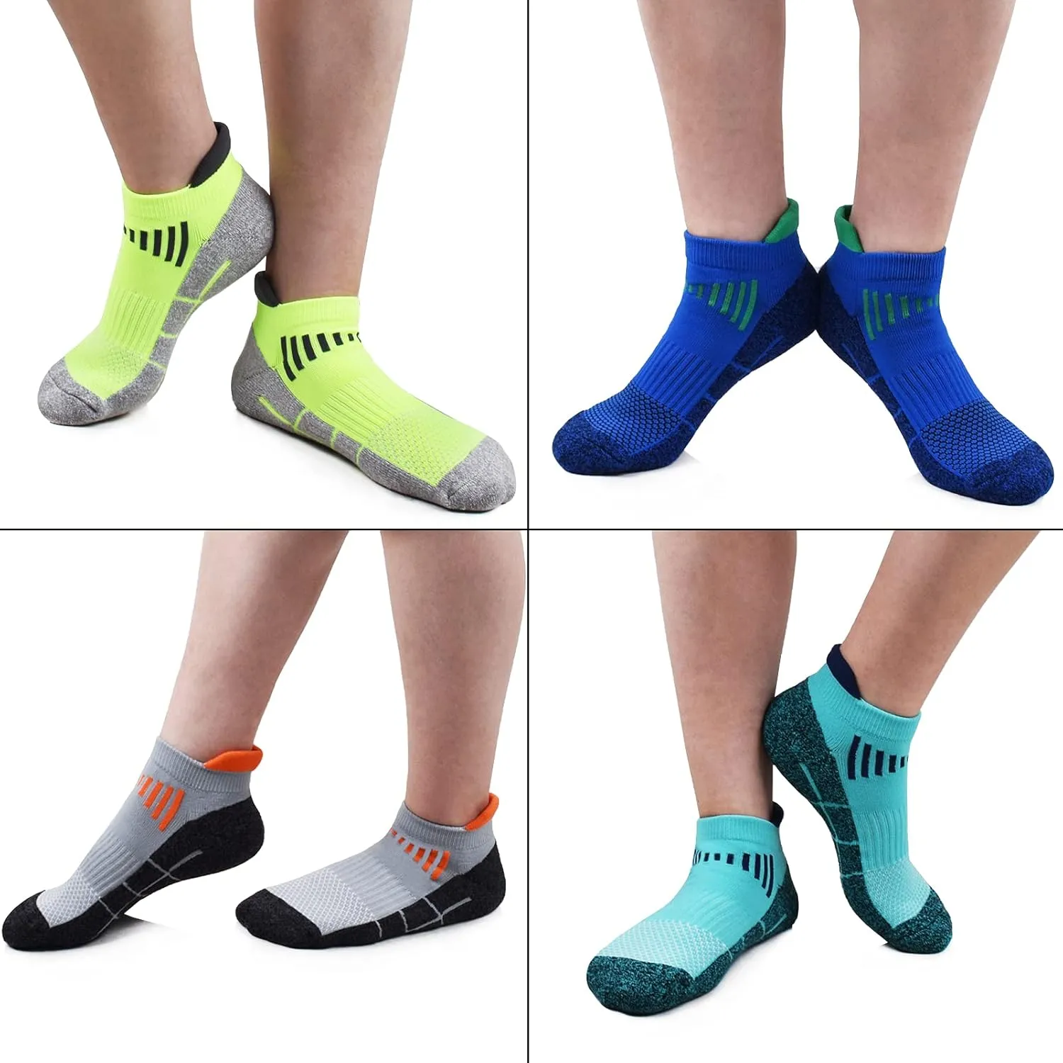 J.WMEET Mens Low Cut Ankle Athletic Socks Cotton Mesh Cushioned Running Ventilation Sports Tab Socks 6Pack