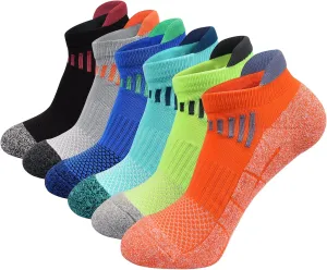 J.WMEET Mens Low Cut Ankle Athletic Socks Cotton Mesh Cushioned Running Ventilation Sports Tab Socks 6Pack