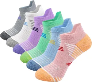 J.WMEET Womens Ankle Socks Athletic Cushioned Breathable Performance Sport Tab Cotton Quarter Women's Running Socks 6 Pack