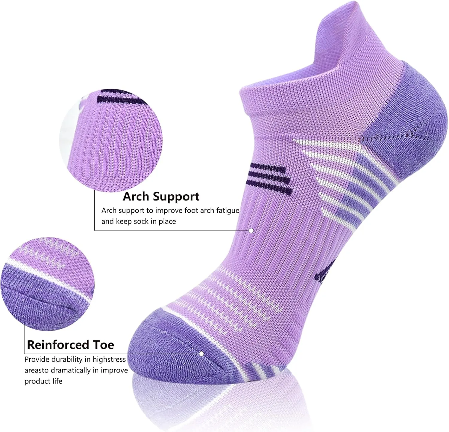 J.WMEET Womens Ankle Socks Athletic Cushioned Breathable Performance Sport Tab Cotton Quarter Women's Running Socks 6 Pack